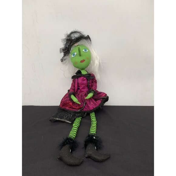 Green Halloween Witch Shelf Sitter Weighted Bottom 30" Doll - Picture 1 of 4